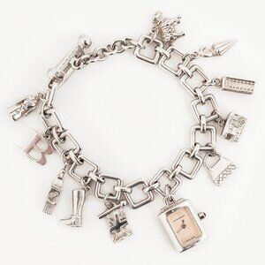 Burberry BU5200 Silver-Tone Charm Chainlink Bracelet Watch